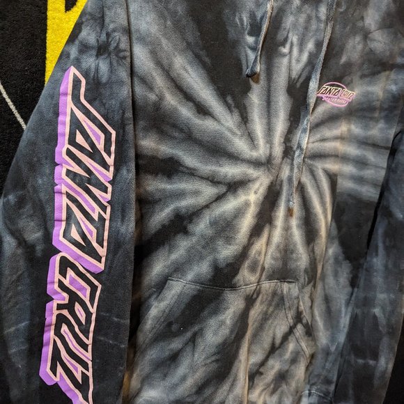 Santa Cruz Skateboards Gray Bleach Dye Pullover Hoodie size Small - Picture 2 of 6